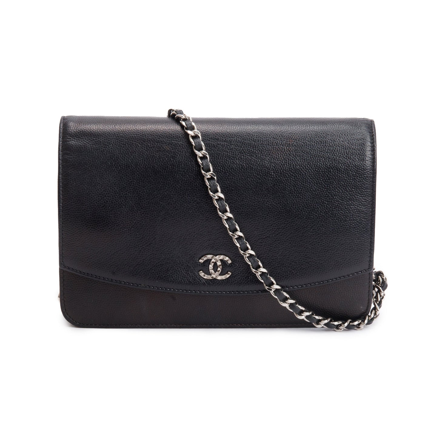 Chanel Black Caviar Leather Sevruga Wallet on Chain