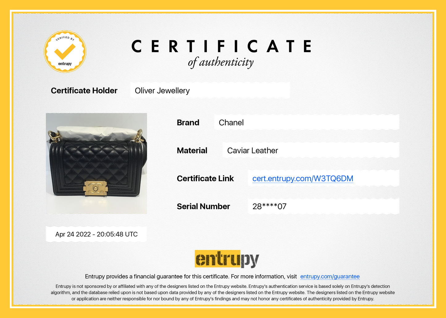 Chanel Black Caviar Small Boy Bag