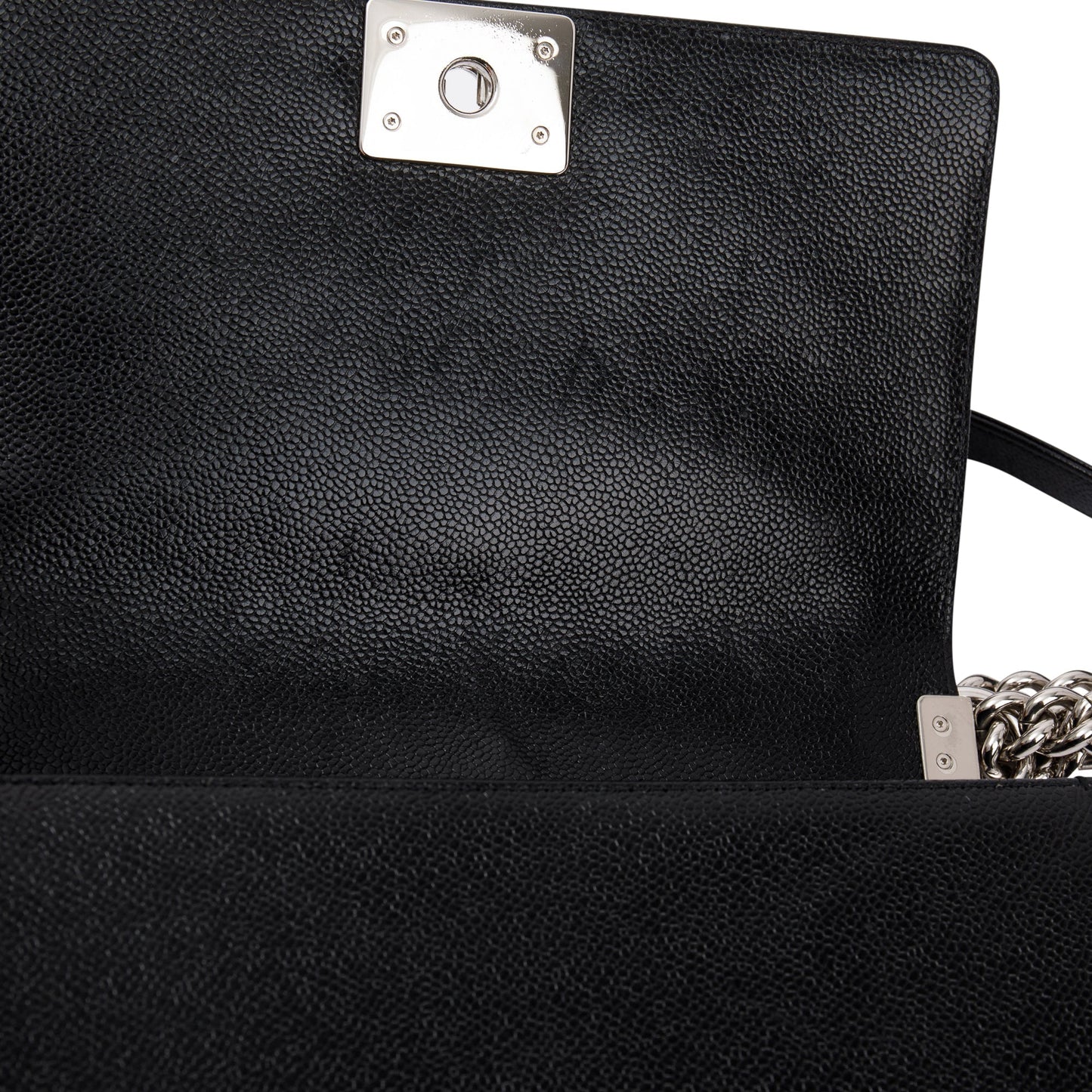 Chanel Black Chevron Caviar Medium Boy Bag