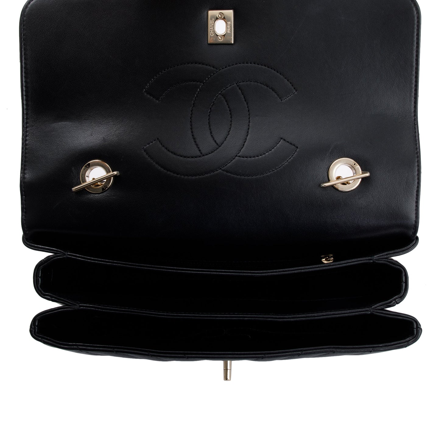 Chanel Black Chevron Lambskin Trendy CC Medium Top Handle Flap Bag