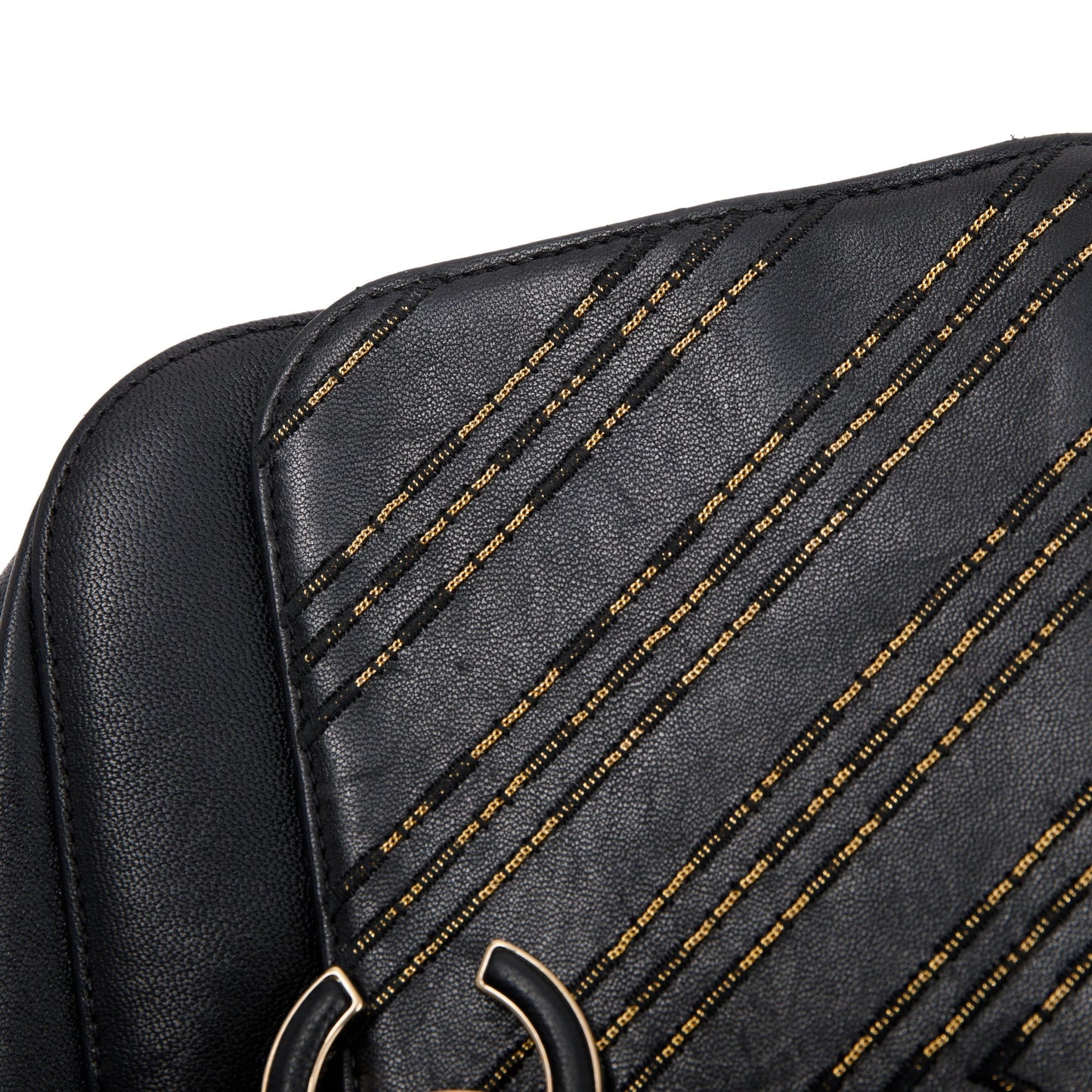 Chanel Black Chevron Subtle Flap Bag