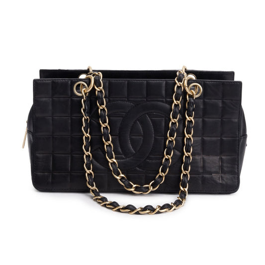 Chanel Black Chocolate Bar Quilted Leather Petit Timeless Tote