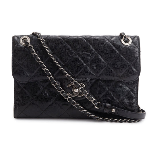 Chanel Black Glazed Caviar Leather Medium CC Crave Flap Bag