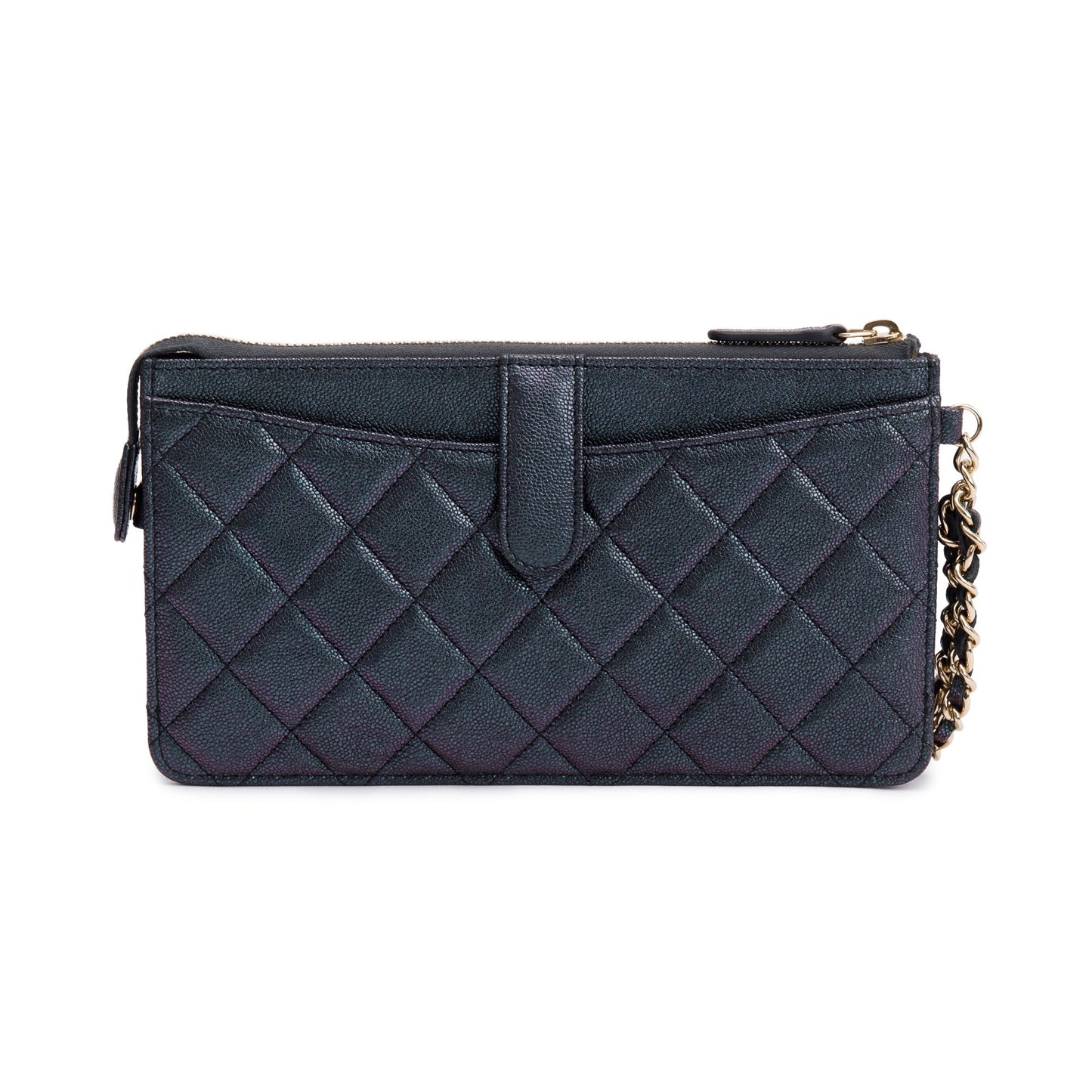 Chanel Black Iridescent Caviar Leather Classic Pouch with Handle