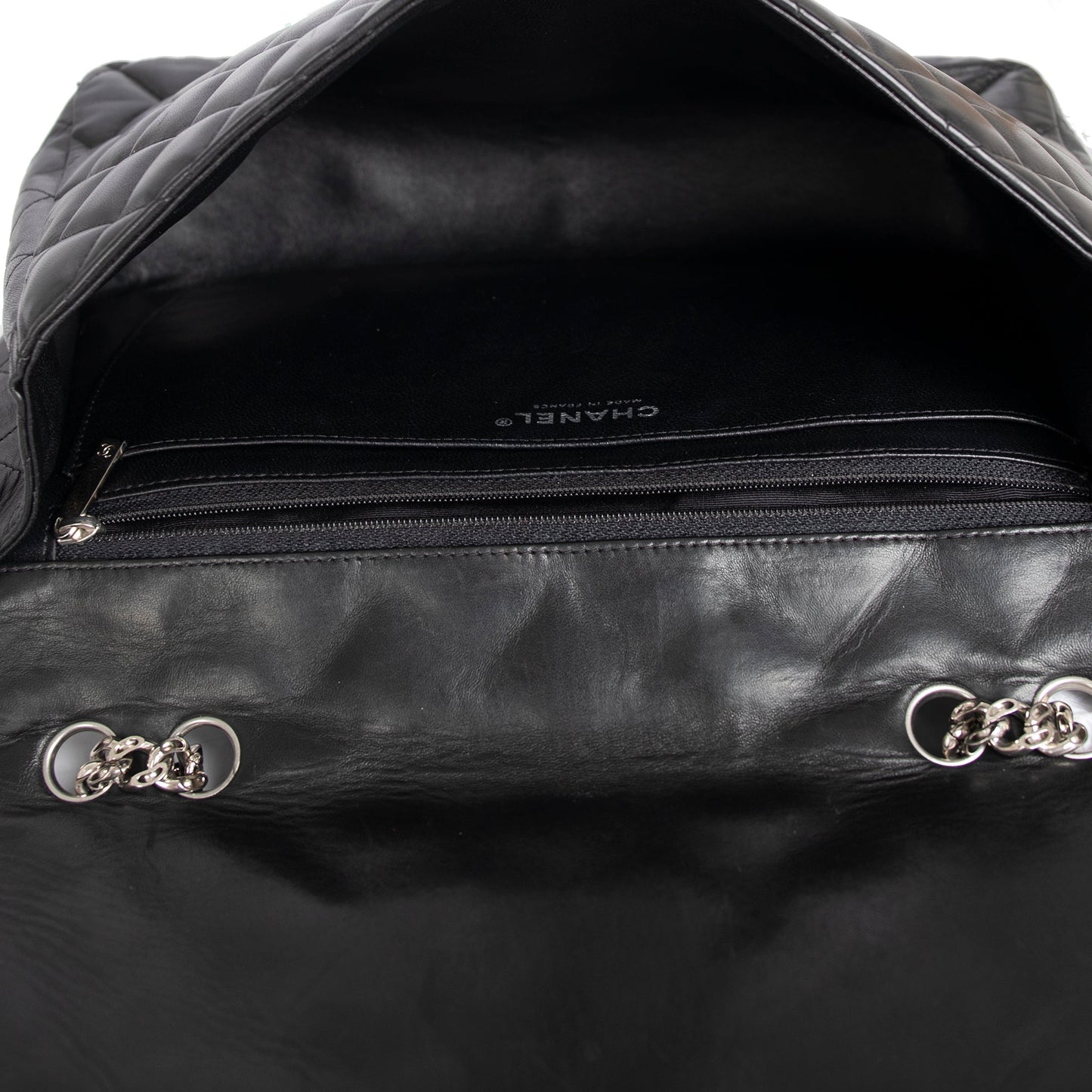 Chanel Black Lambskin Bijoux Chain Jumbo Single Flap Bag