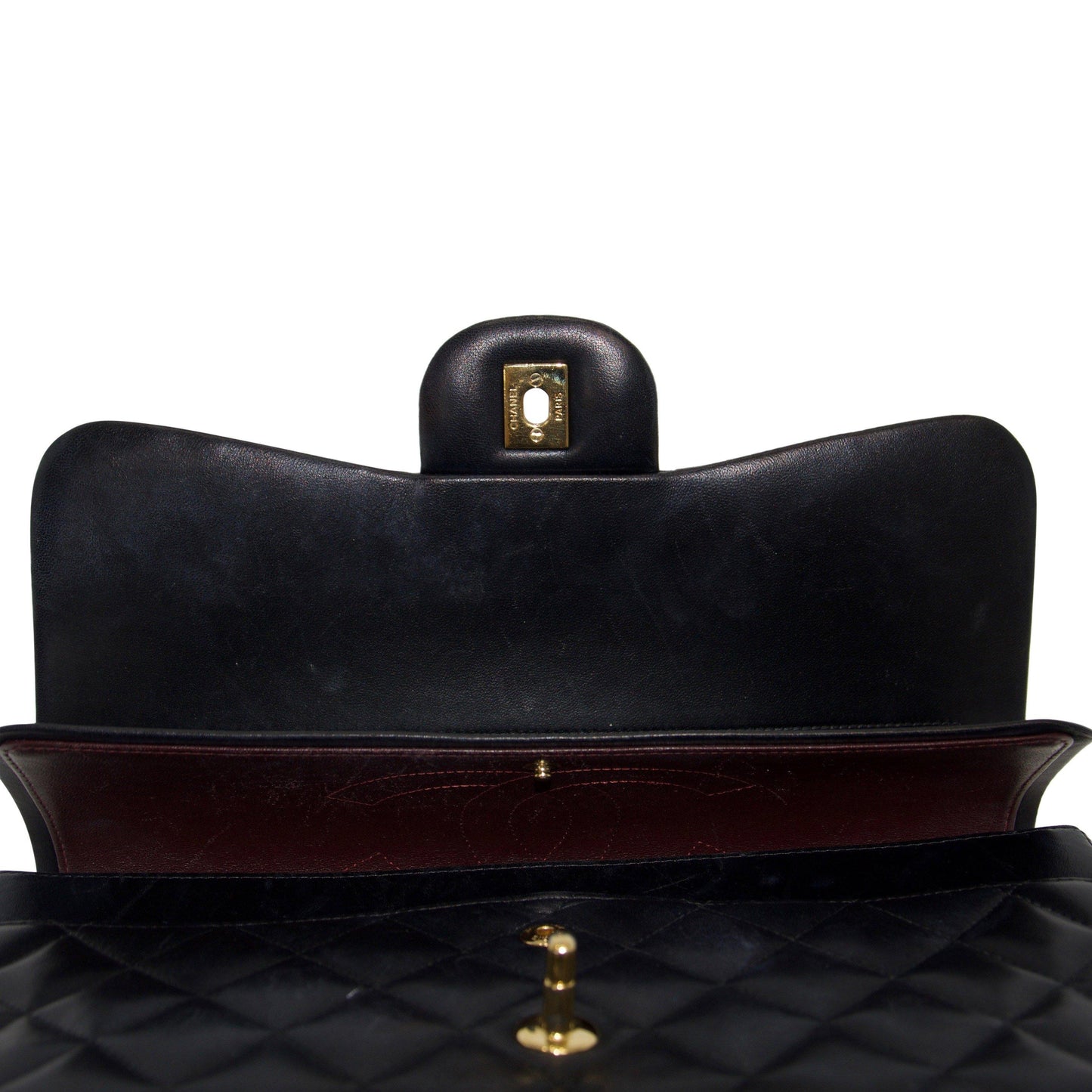Chanel Black Lambskin Classic Jumbo Double Flap Bag