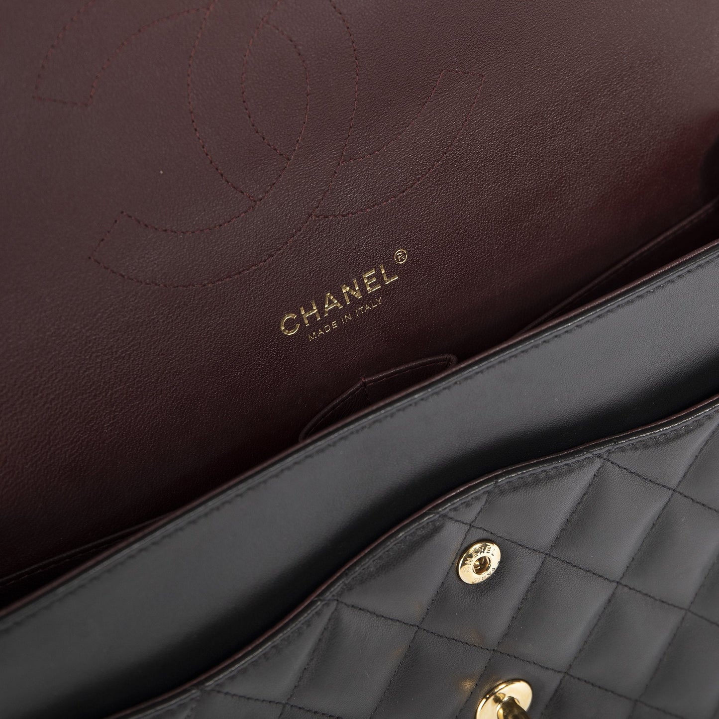 Chanel Black Lambskin Classic Jumbo Double Flap Bag