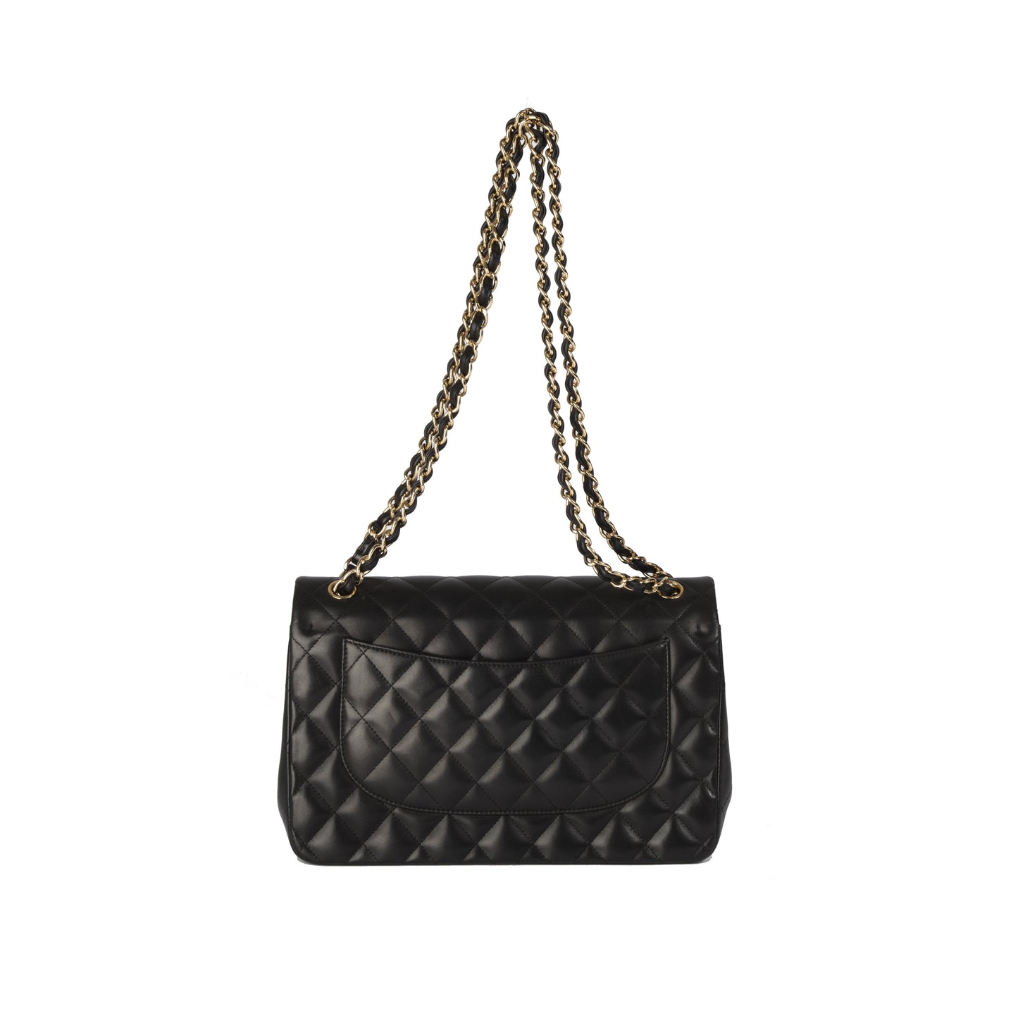 Chanel Black Lambskin Classic Jumbo Double Flap Bag