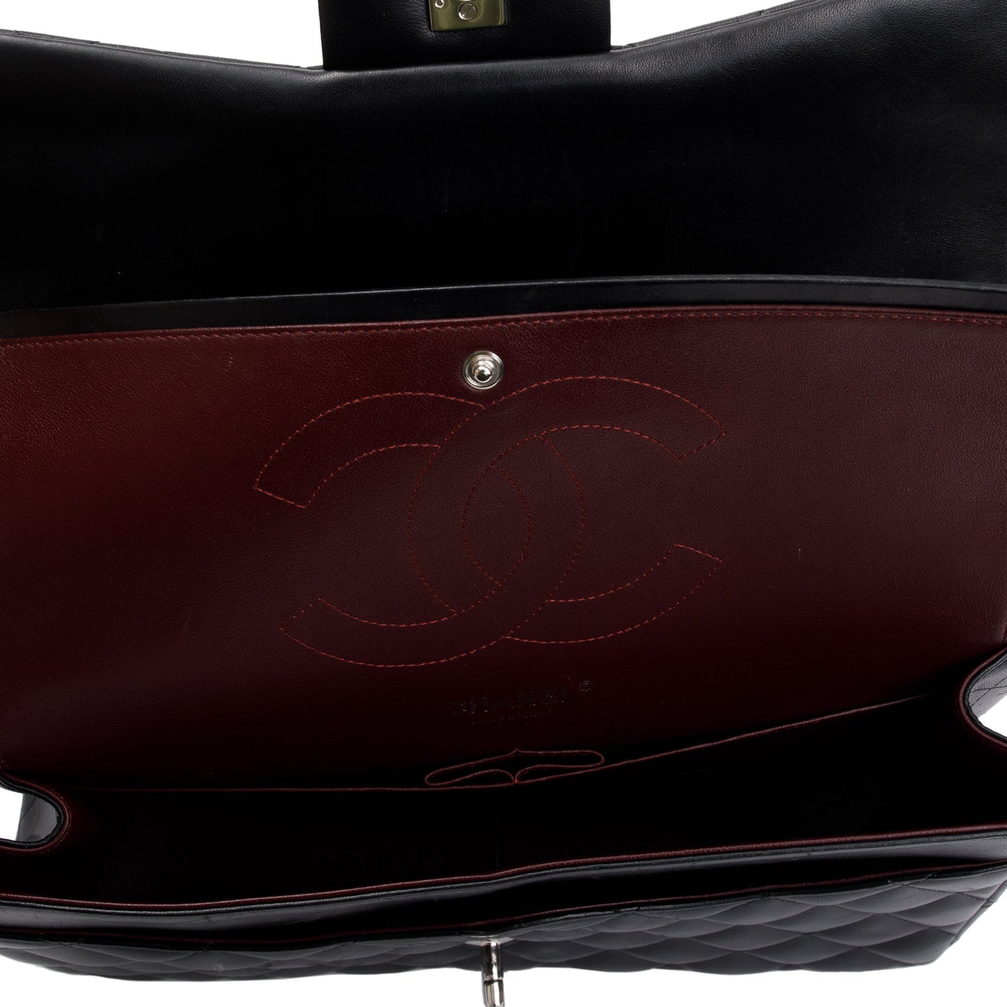Chanel Black Lambskin Classic Jumbo Double Flap Bag