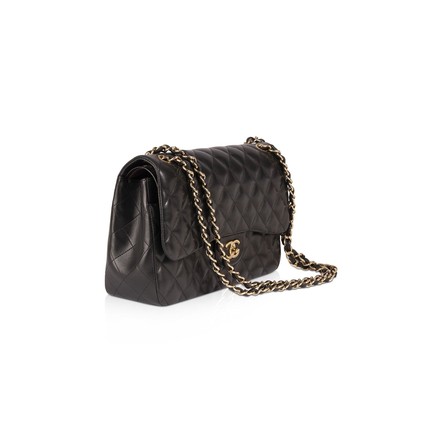 Chanel Black Lambskin Classic Jumbo Double Flap Bag
