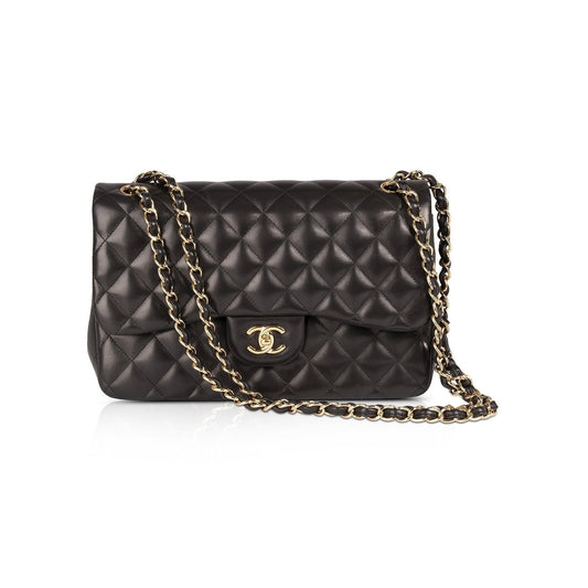 Chanel Black Lambskin Classic Jumbo Double Flap Bag