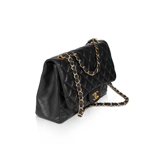 Chanel Black Lambskin Classic Jumbo Single Flap Bag