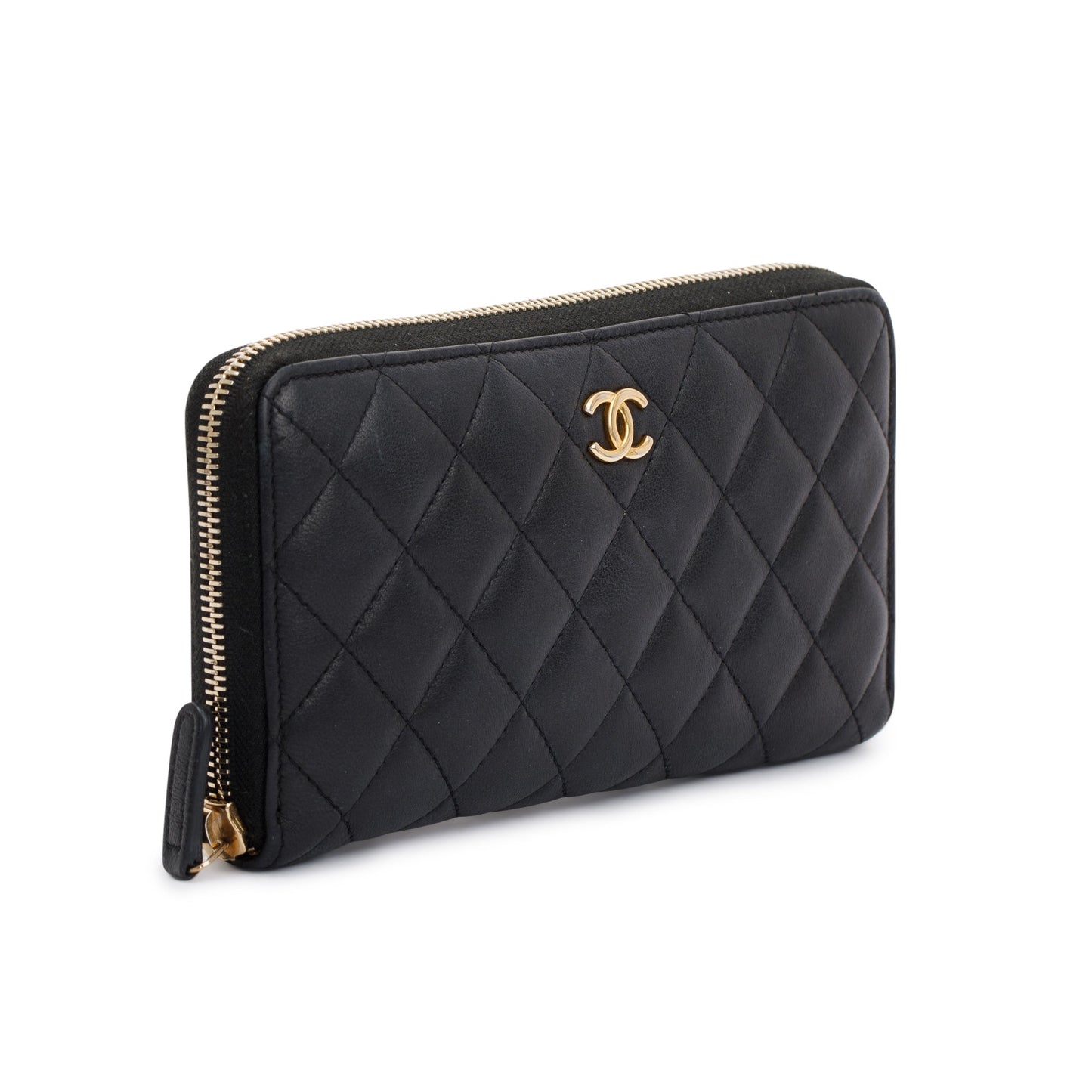 Chanel Black Lambskin Classic Long Zipped Wallet