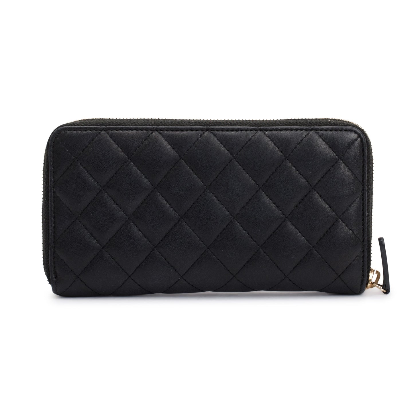 Chanel Black Lambskin Classic Long Zipped Wallet
