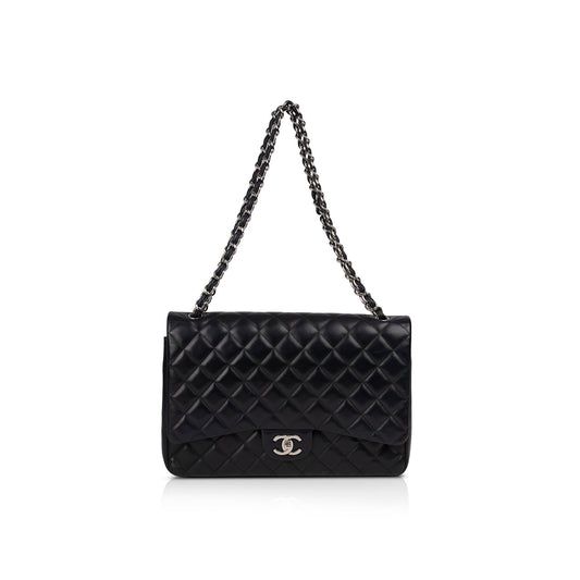 Chanel Black Lambskin Classic Maxi Double Flap Bag