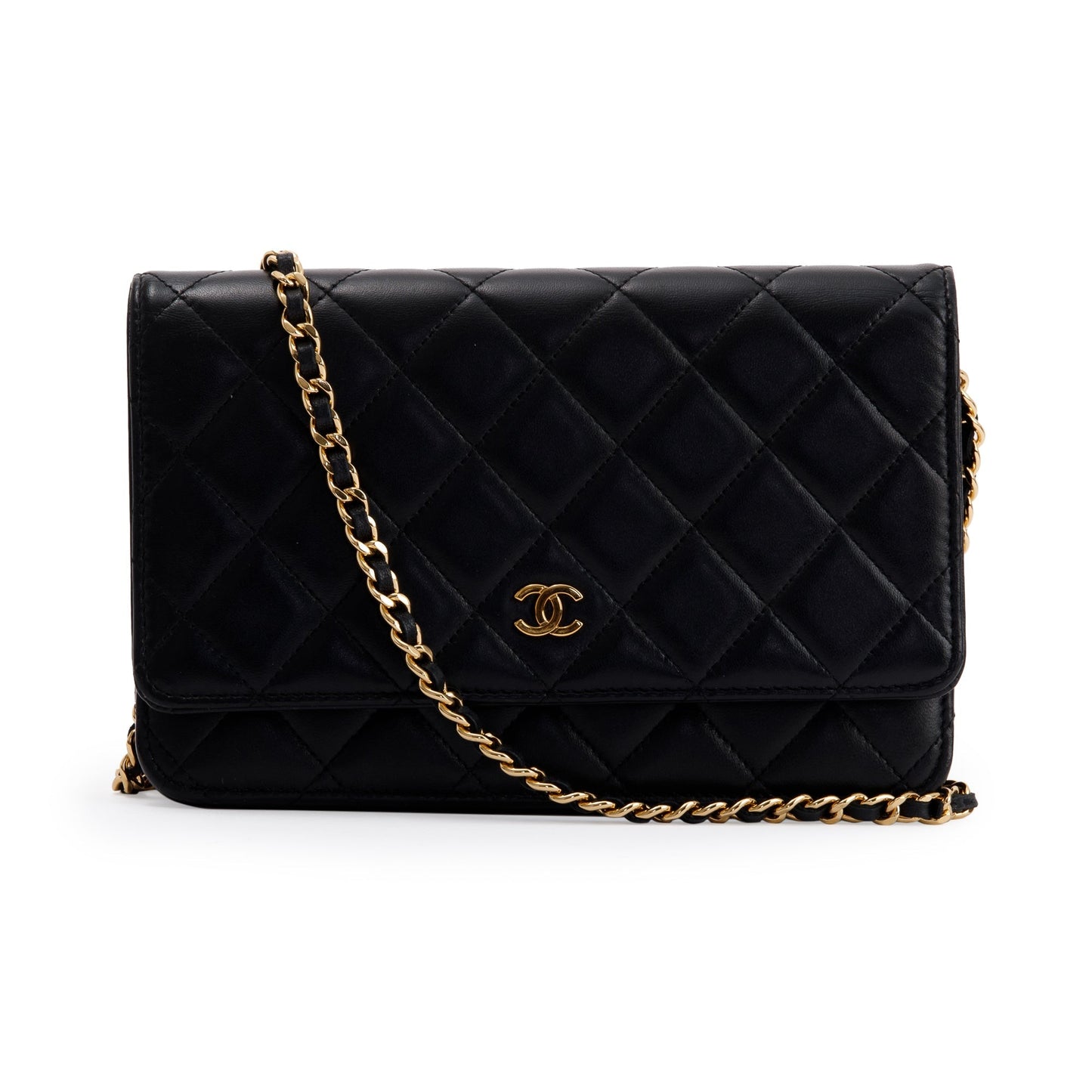 Chanel Black Lambskin Classic Wallet on Chain