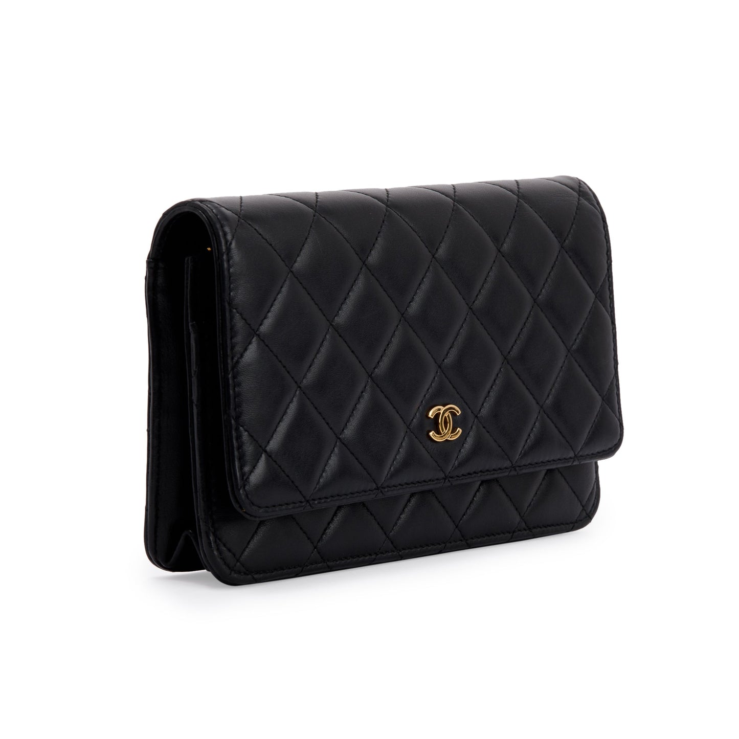 Chanel Black Lambskin Classic Wallet on Chain