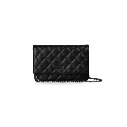 Chanel Black Lambskin Classic Wallet on Chain