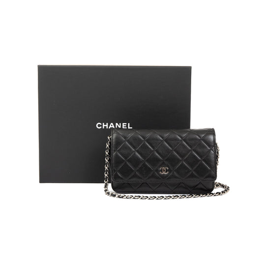 Chanel Black Lambskin Classic Wallet on Chain