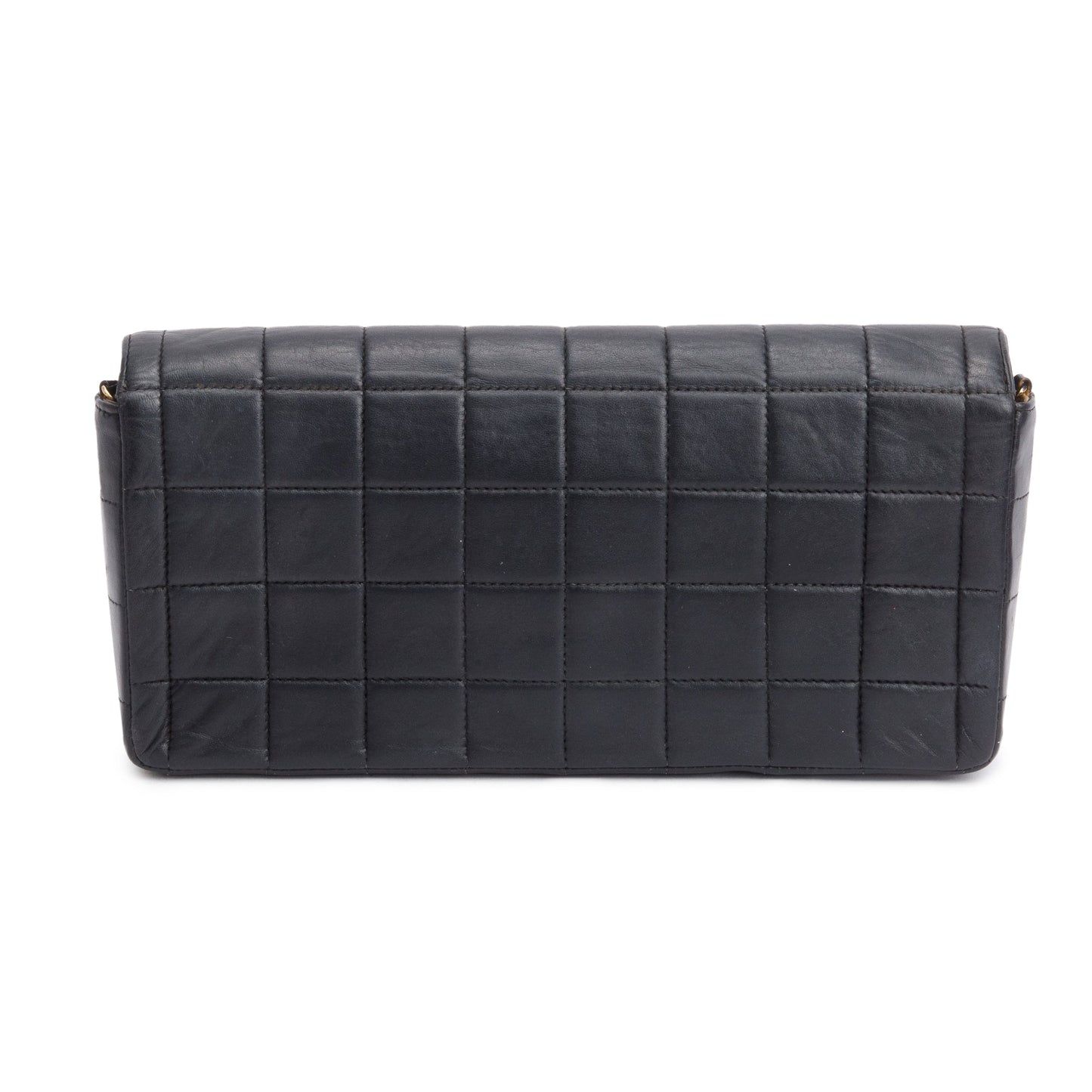 Chanel Black Lambskin Leather Chocolate Bar E/W Flap Bag