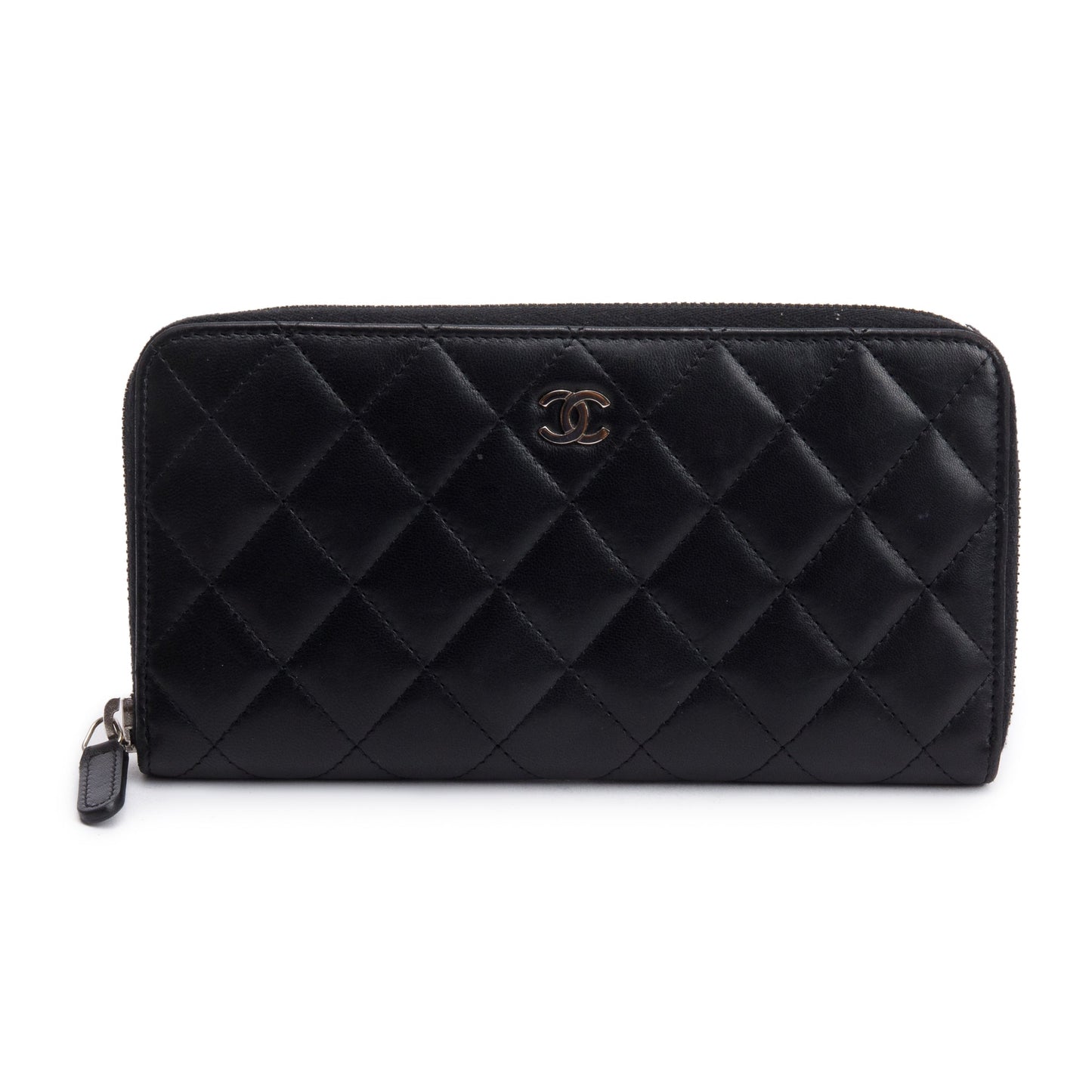 Chanel Black Lambskin Leather Classic Large Gusset Zip Around Wallet