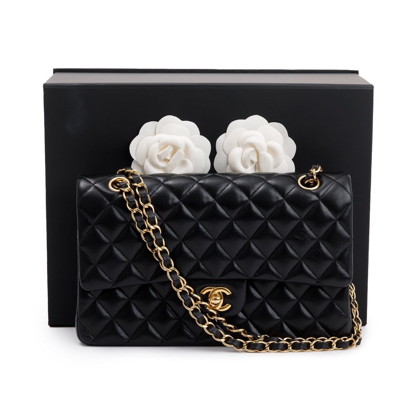 Chanel Black Lambskin Leather Classic Medium Double Flap Bag