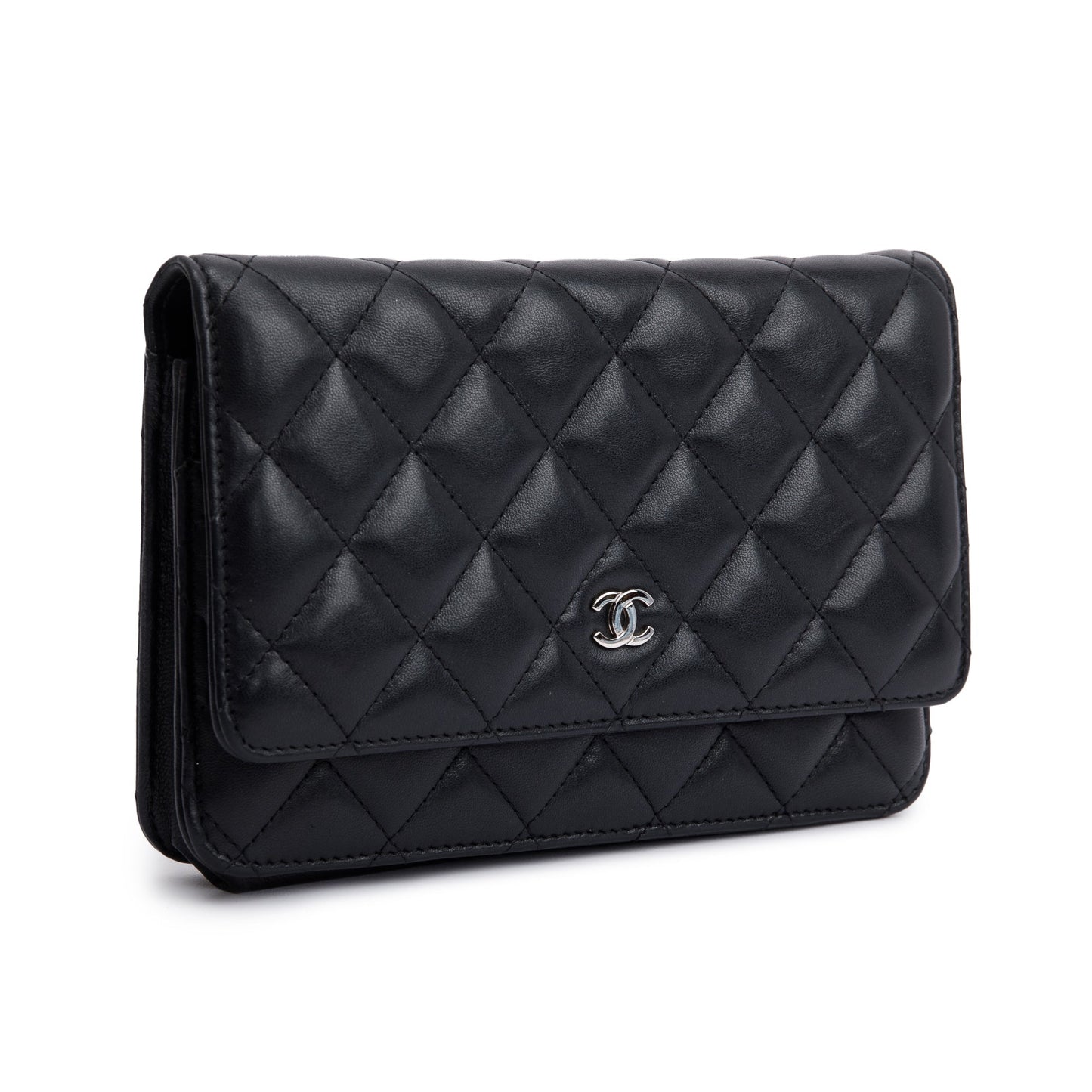 Chanel Black Lambskin Leather Classic Wallet on Chain