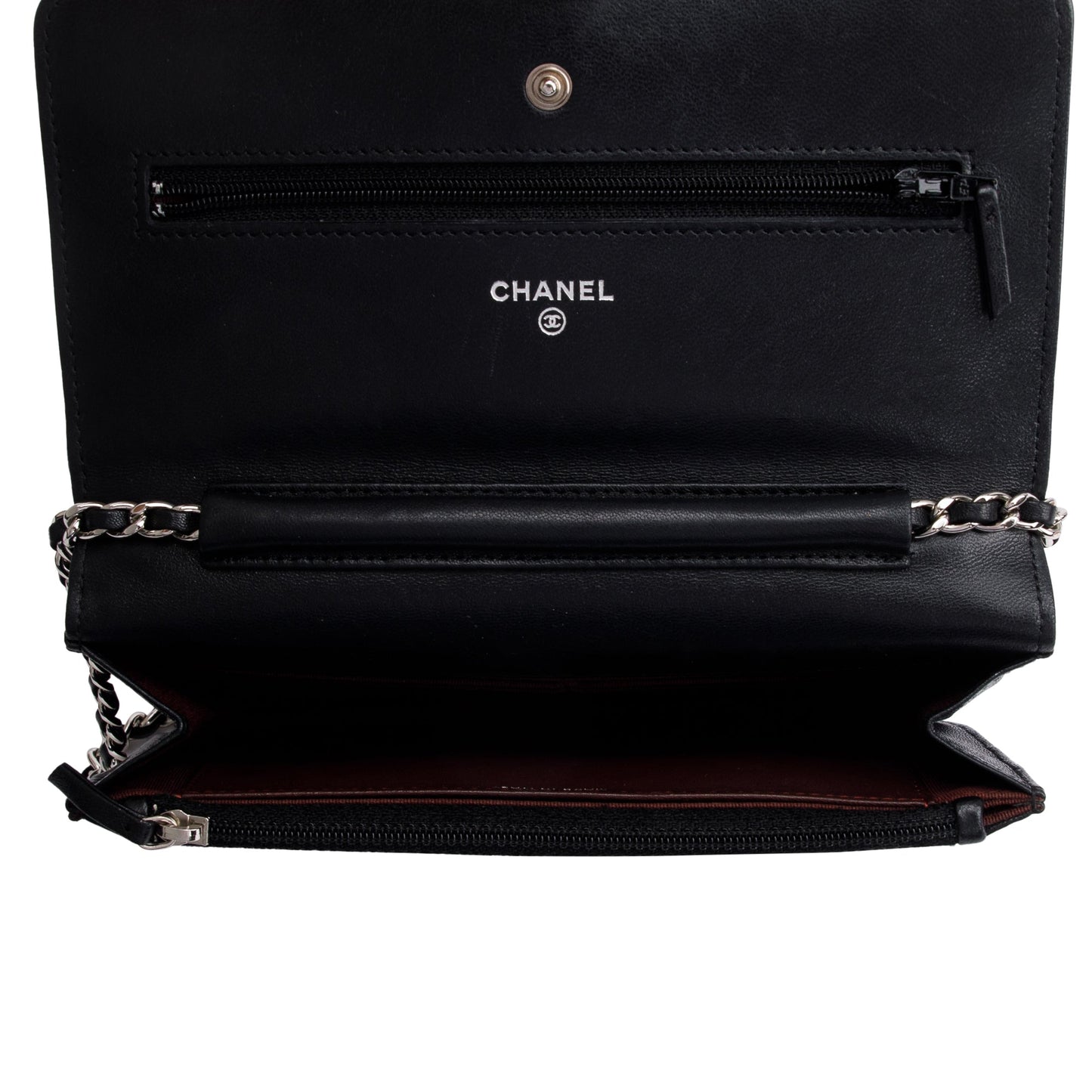 Chanel Black Lambskin Leather Classic Wallet on Chain