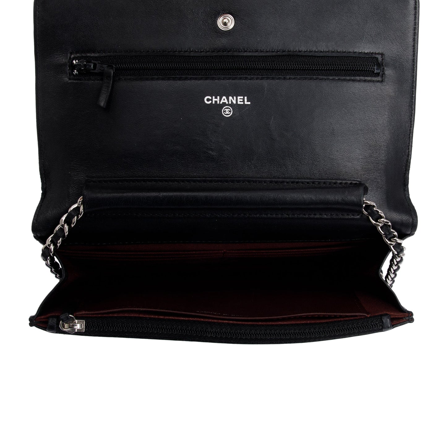 Chanel Black Lambskin Leather Classic Wallet on Chain