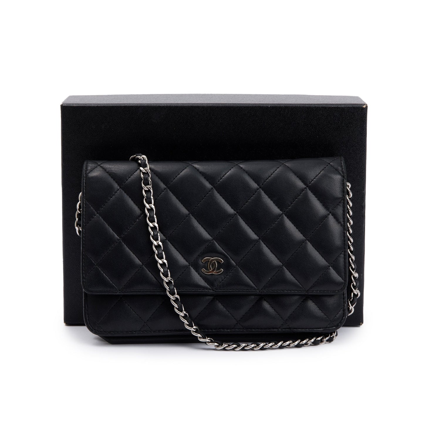Chanel Black Lambskin Leather Classic Wallet on Chain