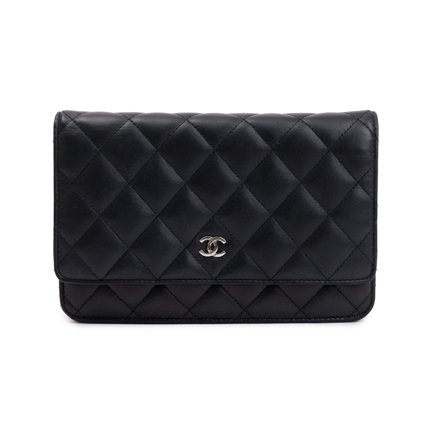 Chanel Black Lambskin Leather Classic Wallet on Chain
