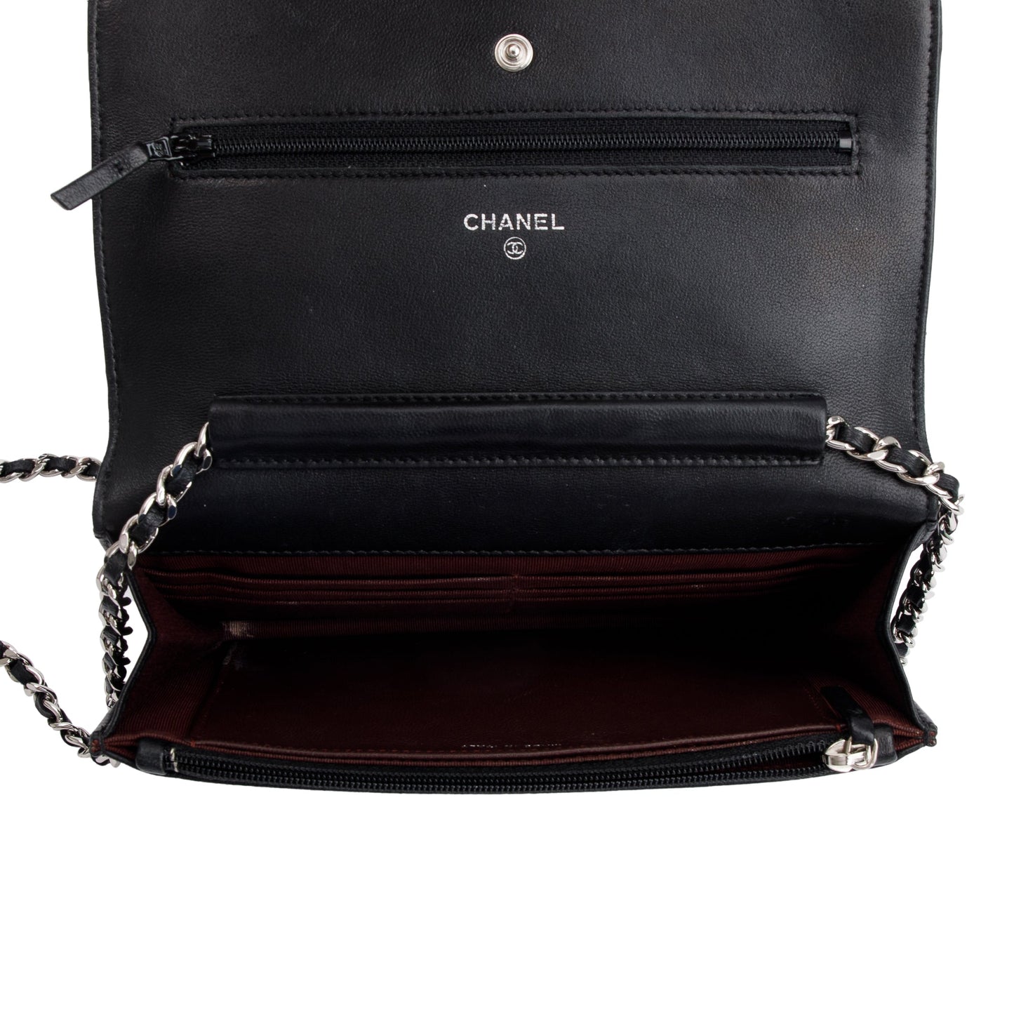 Chanel Black Lambskin Leather Classic Wallet on Chain