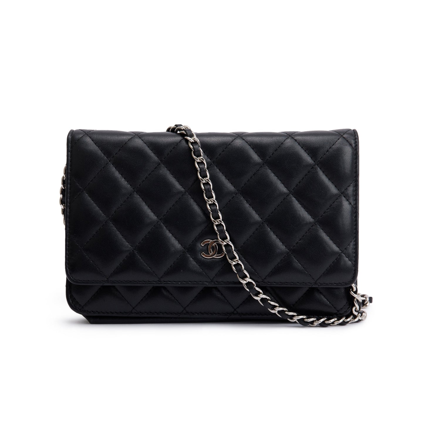 Chanel Black Lambskin Leather Classic Wallet on Chain