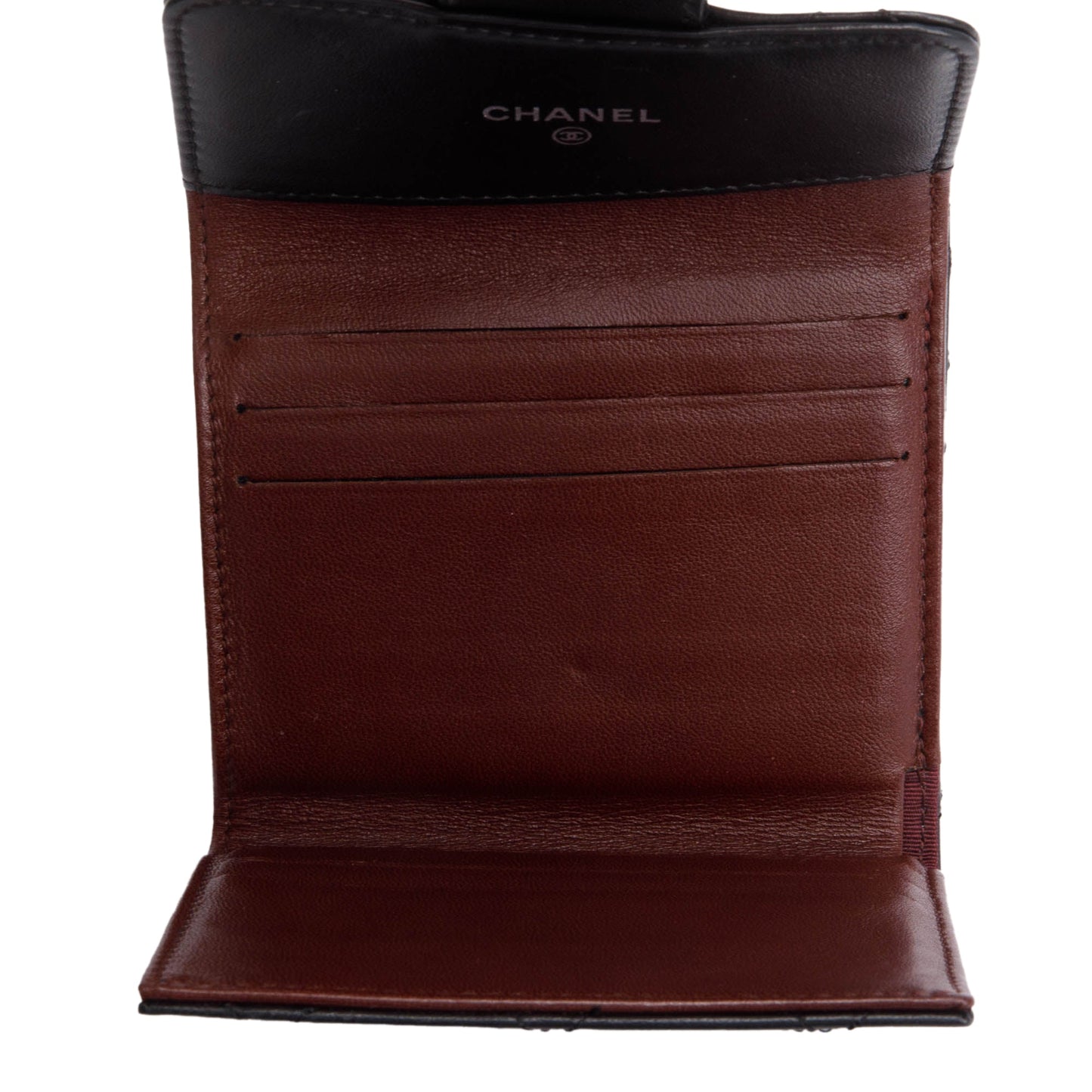 Chanel Black Lambskin Leather Double Sided Compact Wallet