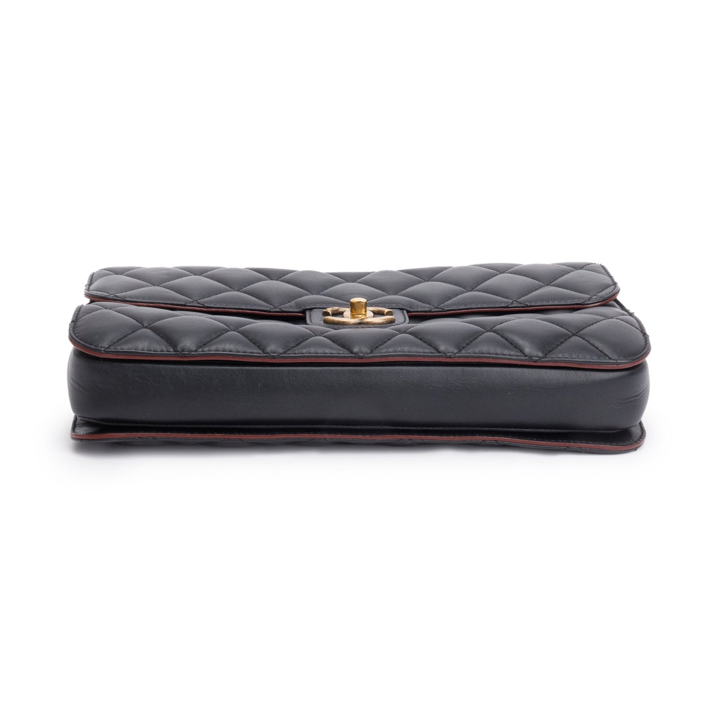 Chanel Black Lambskin Leather Large Perfect Edge Flap Bag