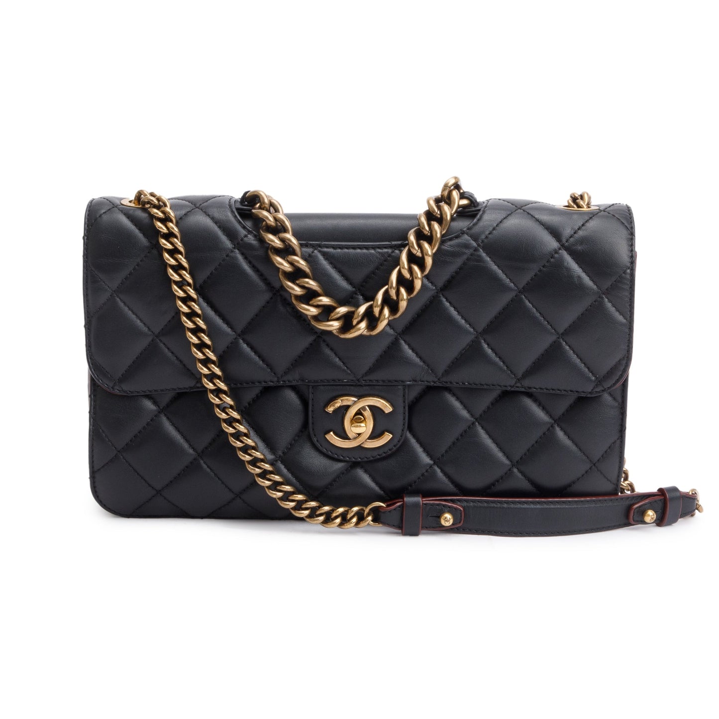 Chanel Black Lambskin Leather Large Perfect Edge Flap Bag