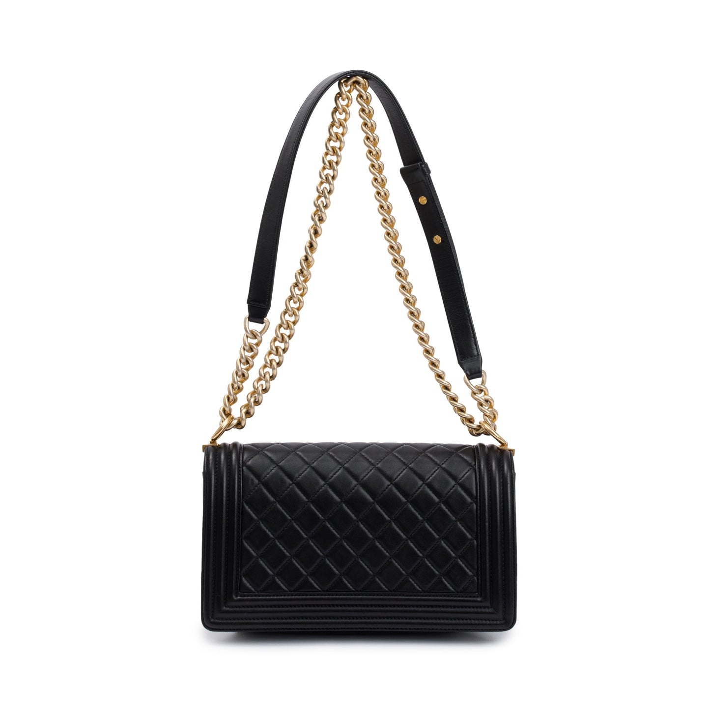 Chanel Black Lambskin Leather Medium Boy Bag