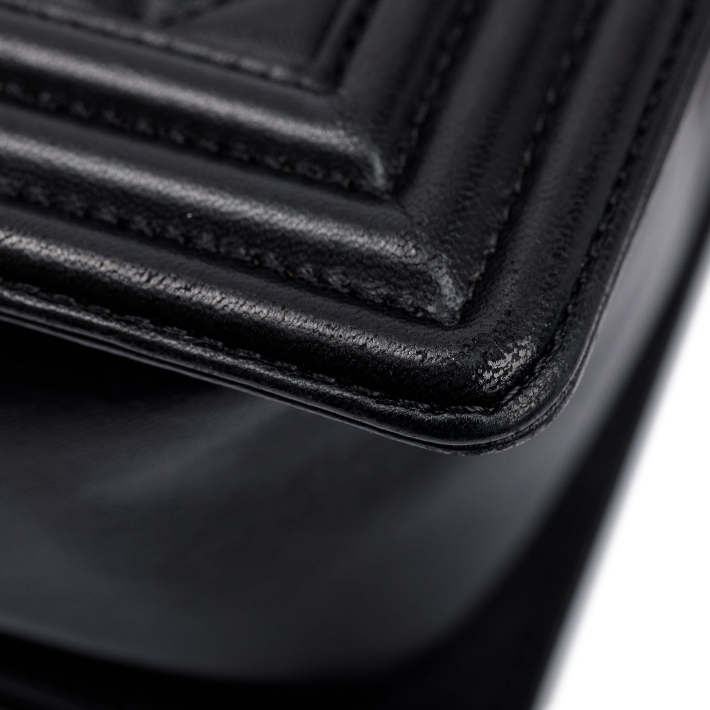 Chanel Black Lambskin Leather Medium Boy Bag
