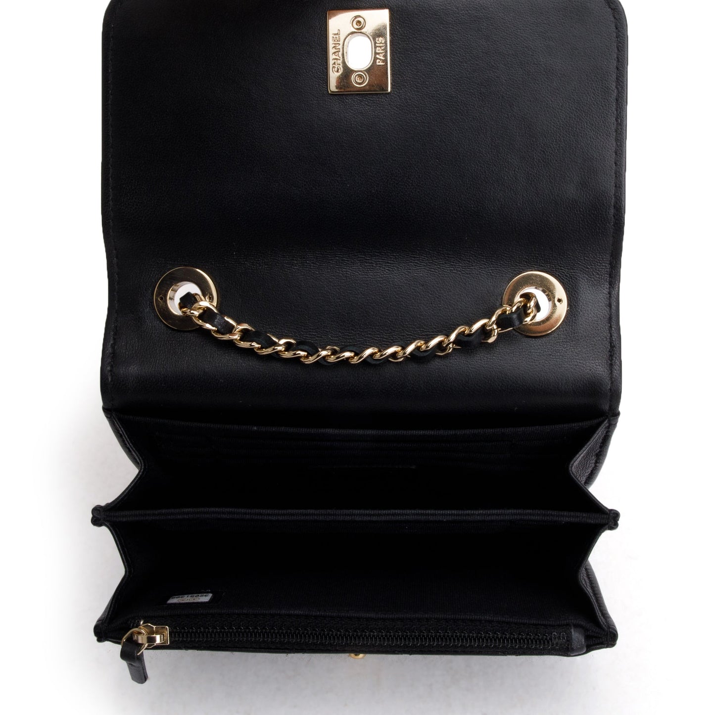 Chanel Black Lambskin Leather Mini Trendy CC Wallet on Chain