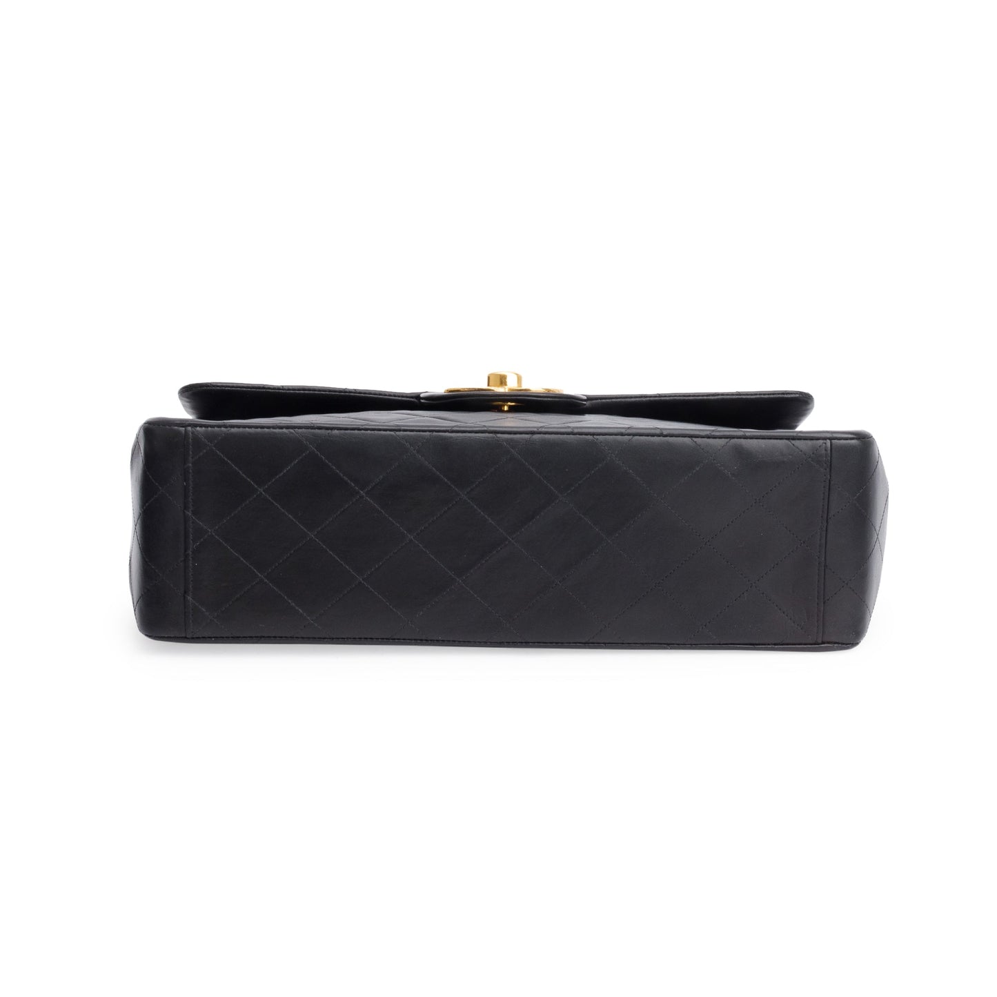 Chanel Black Lambskin Leather Vintage Jumbo XL Single Flap Bag