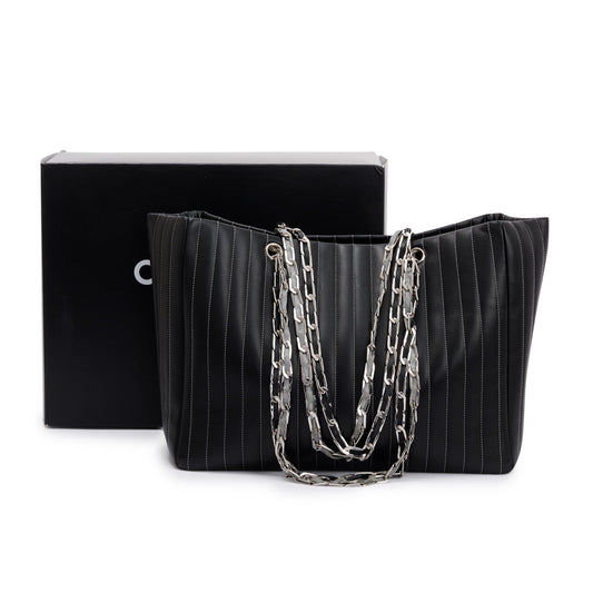 Chanel Black Lambskin Mademoiselle Ligne Tote