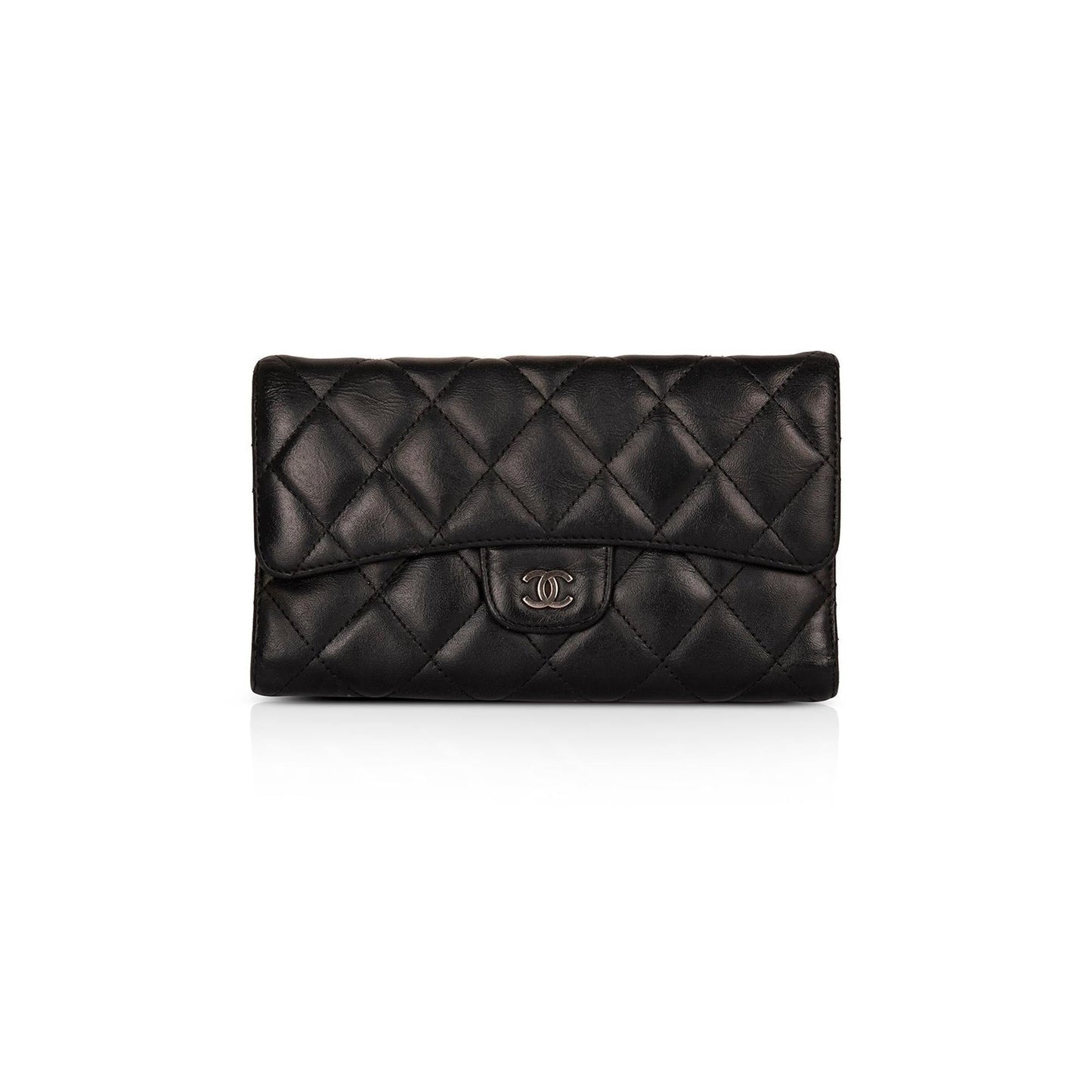 Chanel Black Lambskin Trifold CC Wallet