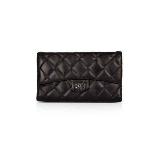 Chanel Black Lambskin Trifold CC Wallet