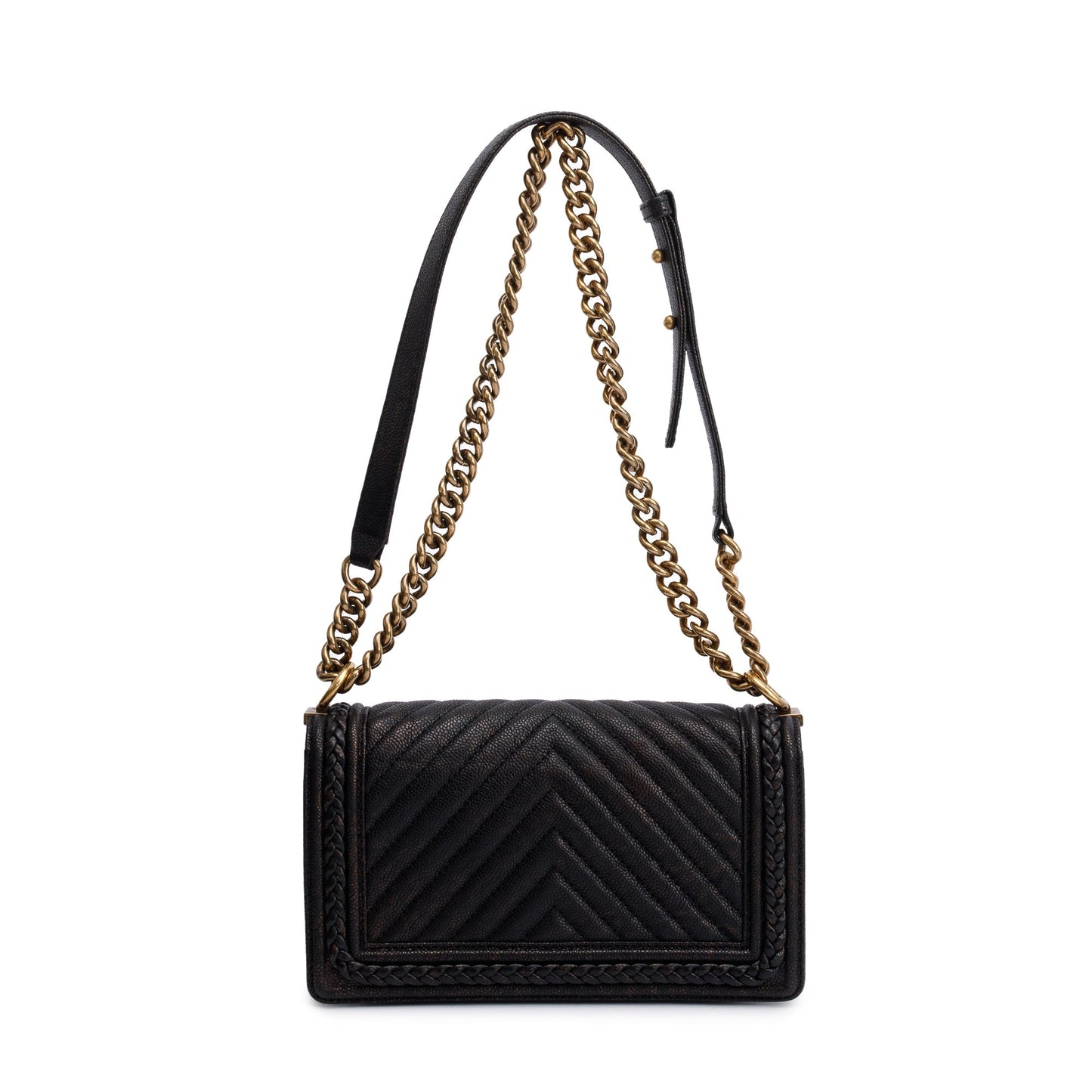 Chanel Black Leather Medium Braided Boy Bag