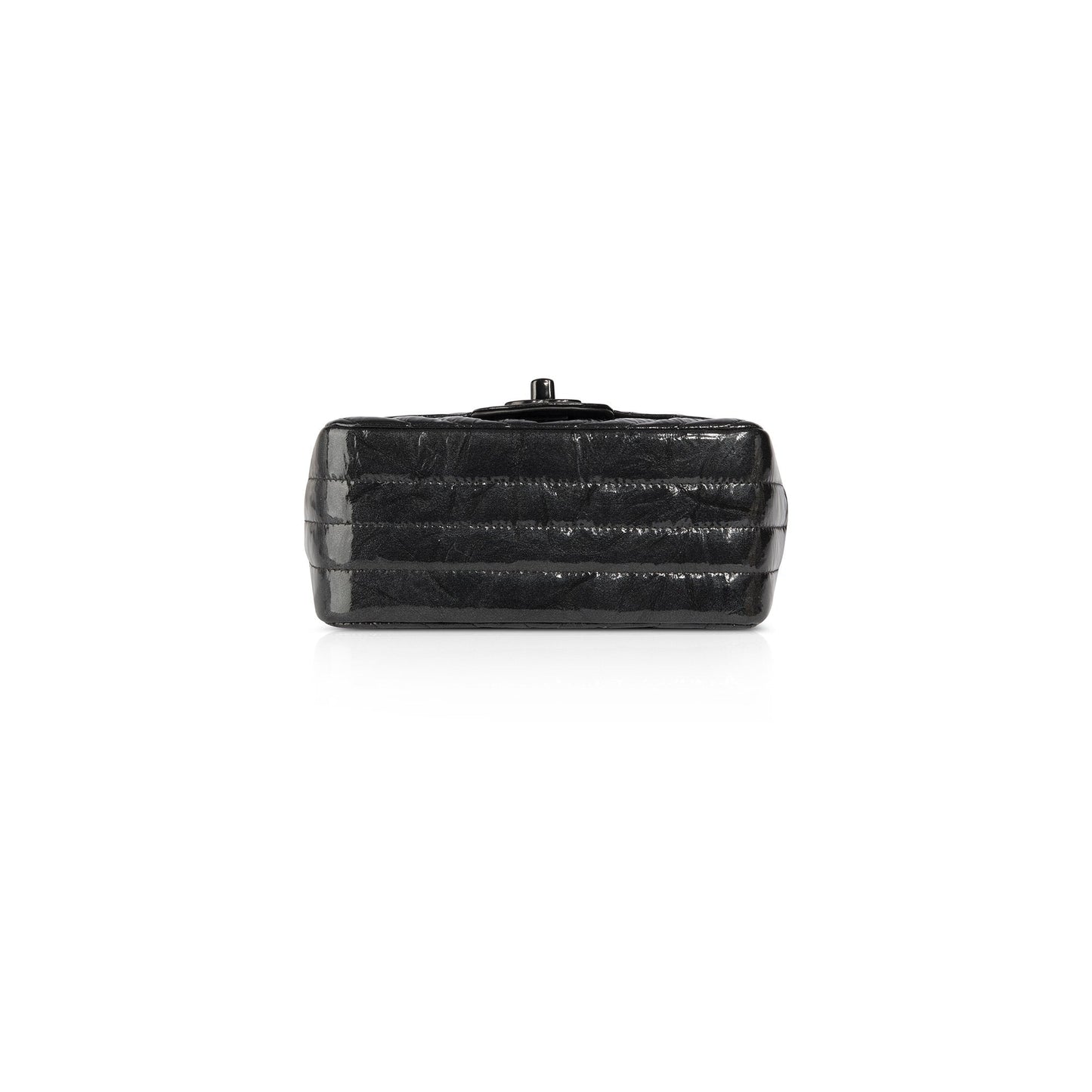 Chanel Black Patent Chevron Classic Mini Square Flap Bag
