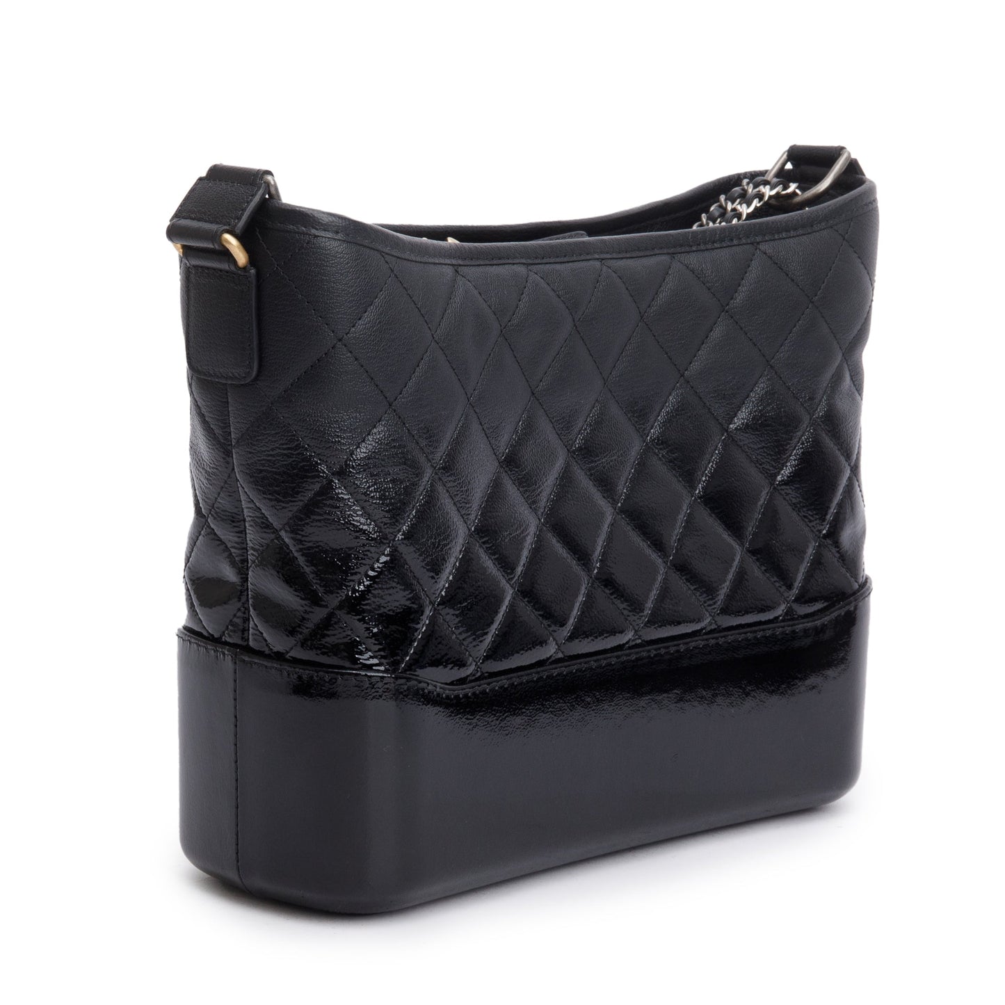 Chanel Black Patent Goatskin Leather Medium Gabrielle Hobo