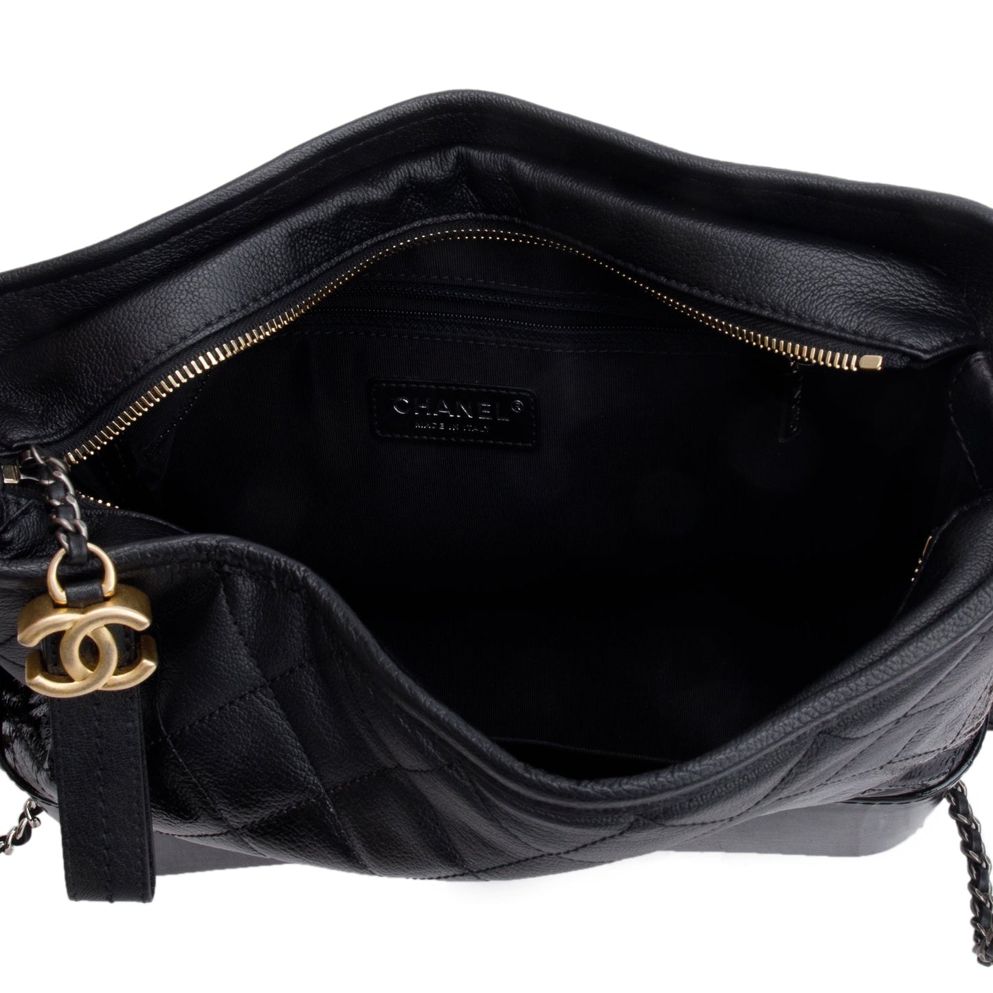 Chanel Black Patent Goatskin Leather Medium Gabrielle Hobo