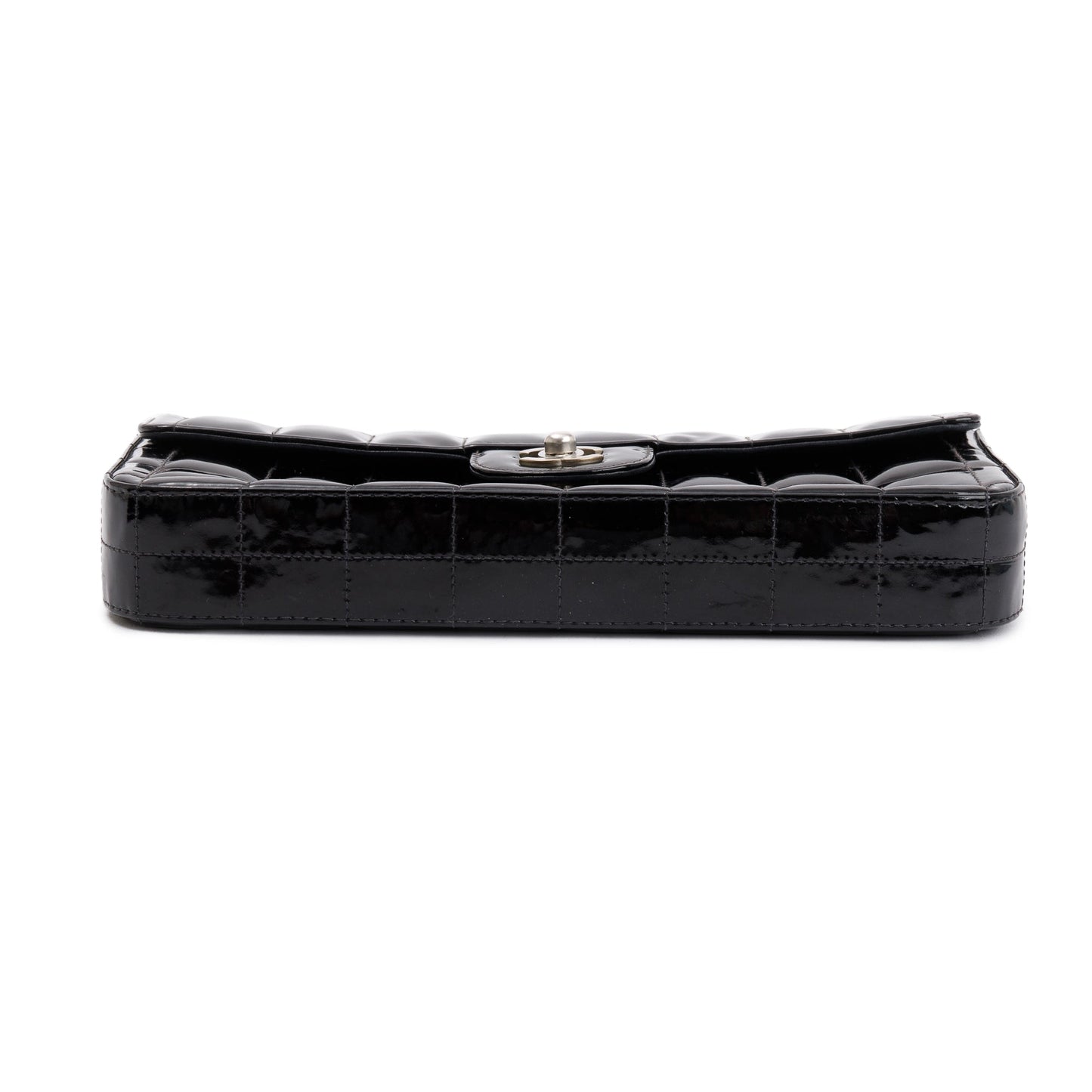 Chanel Black Patent Leather Chocolate Bar E/W Flap  Bag