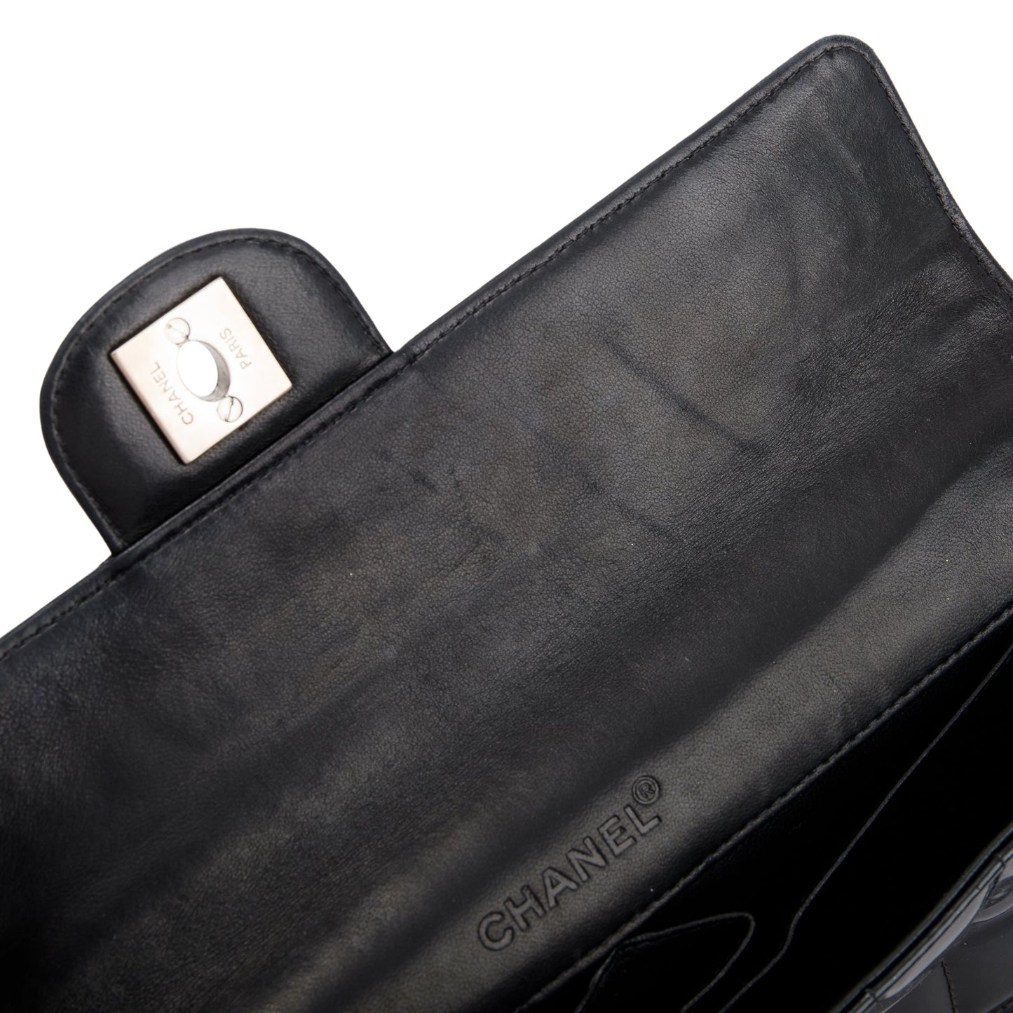 Chanel Black Patent Leather Chocolate Bar E/W Flap  Bag