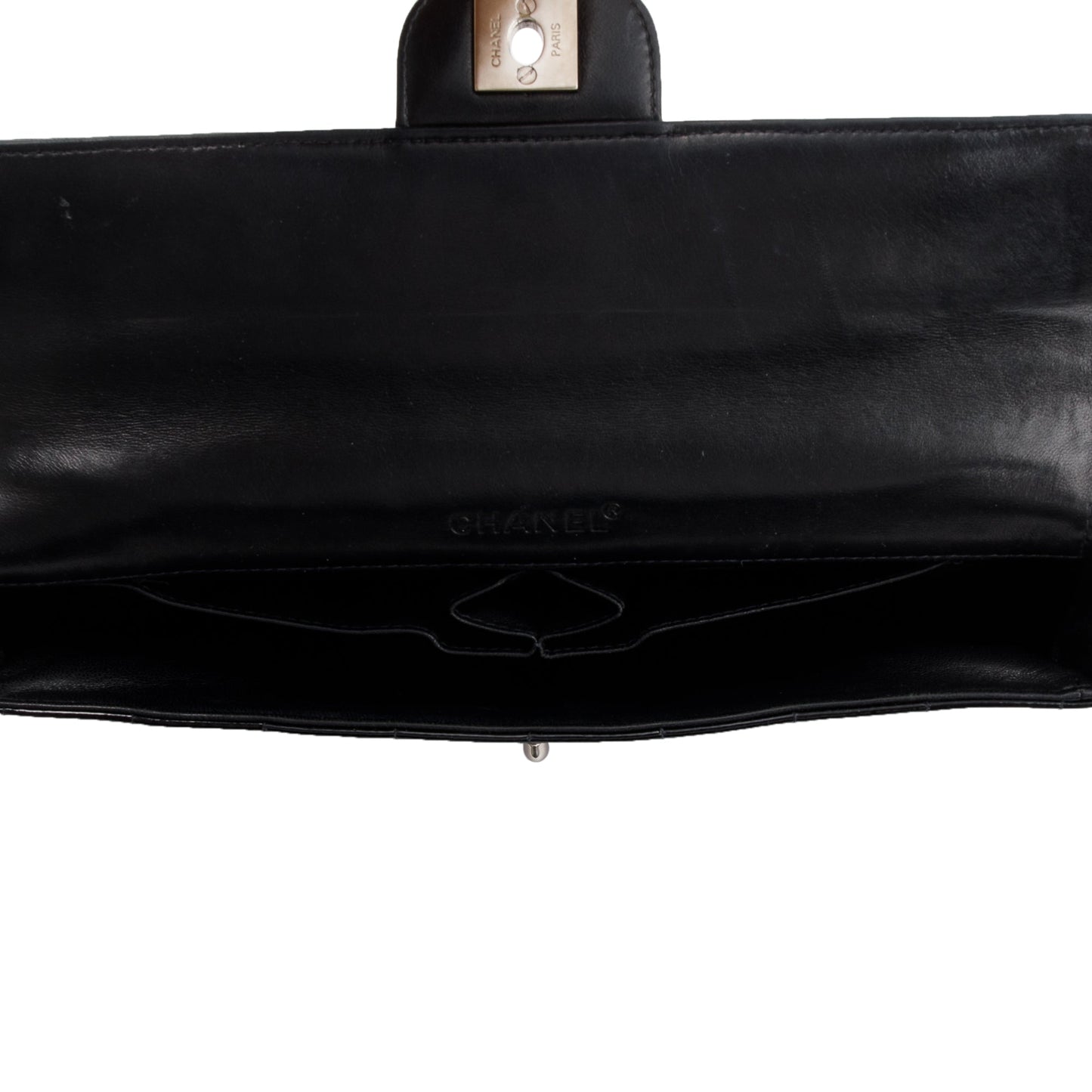 Chanel Black Patent Leather Chocolate Bar E/W Flap  Bag